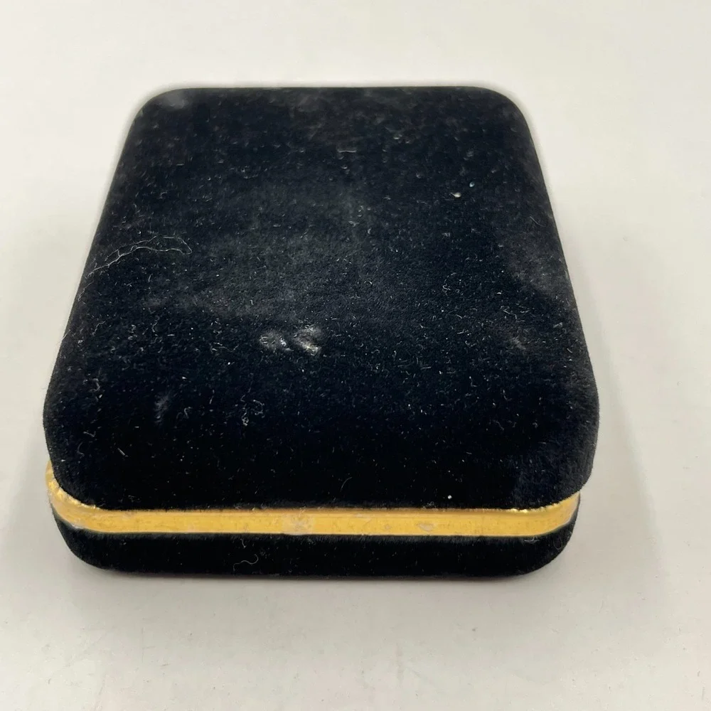 Vintage Kevin Jewelers Black Velvet Jewelry Gift Box Gold Tone Trim Retro Lined